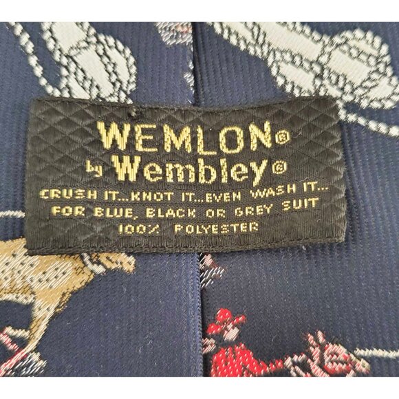Vintage 70s Wemlon Wembley Mens Rodeo Cowboy Western Lasso Neck Tie Navy - Picture 3 of 8
